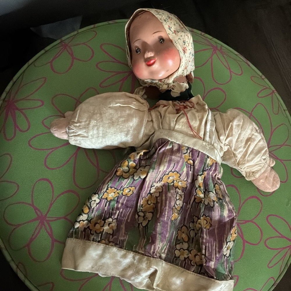Vintage Doll with Floral Dress